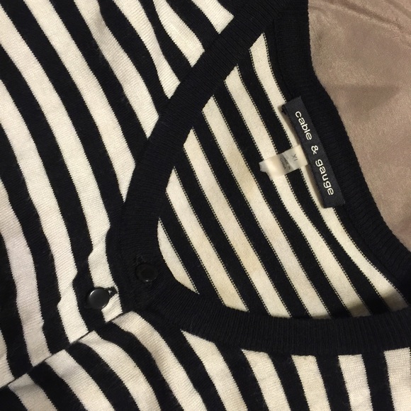 Cable & Gauge black and white striped cardigan XL - Picture 1 of 3