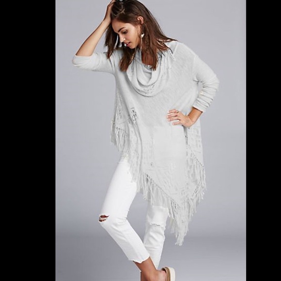 Free People Tops - 💜bundled Free People fringe cowl neck poncho