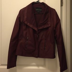 Maroon faux leather jacket 😘