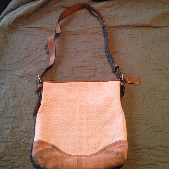 Pink and brown coach bag.
