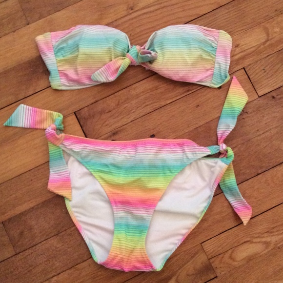 VS Swim multi-colored bandeau bikini set