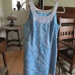Ann Taylor Loft Blue White Floral Lace Shift Dress