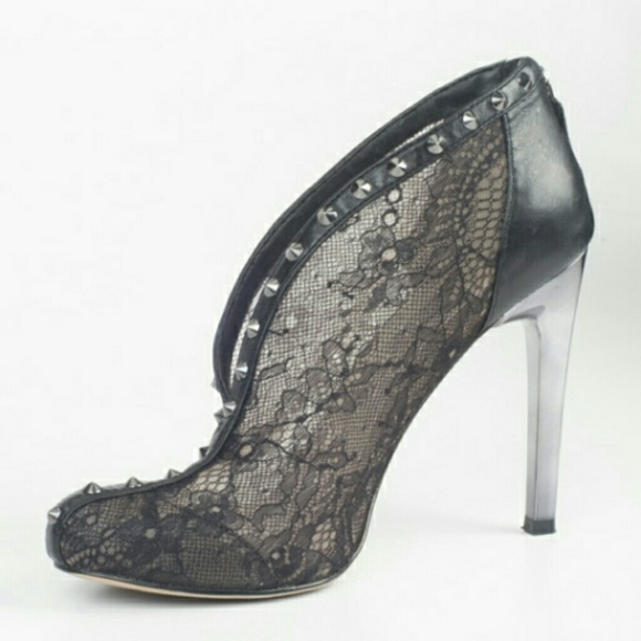 BCBG lace & leather stilettos