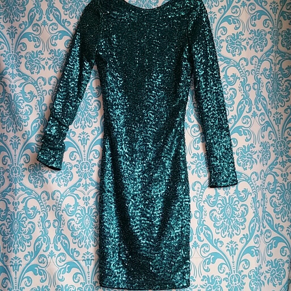 H&M teal sequence dress xs