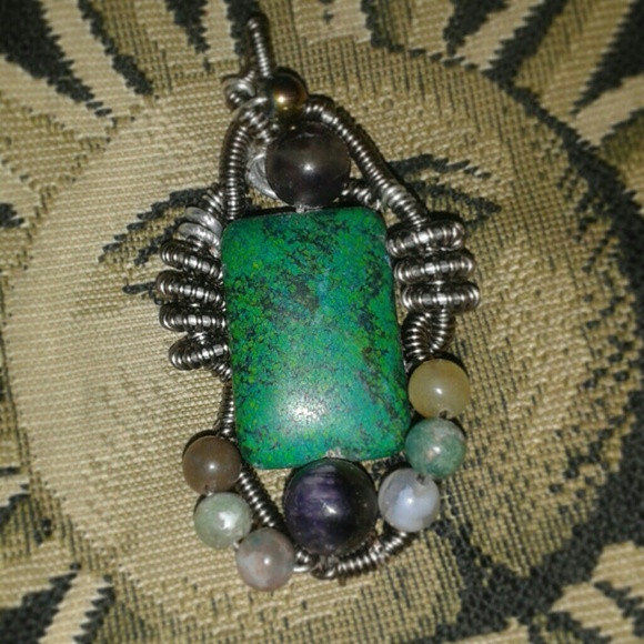 Chryoscolla & Amethyst Wire Wrap Talisman