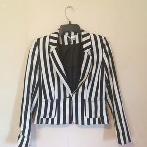 Black and White Striped Blazer