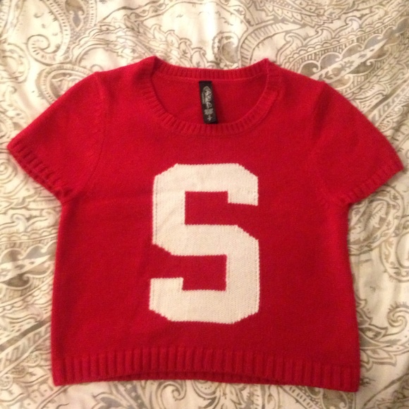 Varsity- Inspired Crop Sweater - Picture 1 of 4