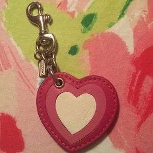 Coach leather heart keychain