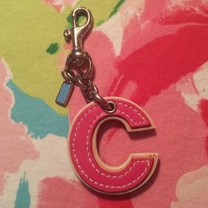 Coach leather "C" keychain