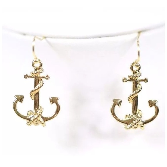 Large Braided Mint Rope Gold Anchor Necklace D28 - Picture 4 of 4