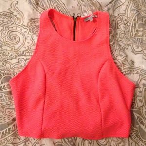 SEXY Bright Coral Crop Top (Cut Out Back)
