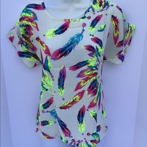 Neon feather blouse