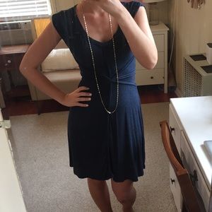 Max Studio Navy Casual Cotton Dress