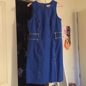 Michael Kors blue dress with zipper detail, size 6