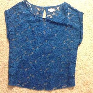Teal lace blouse