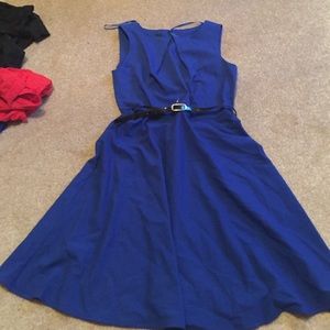 Royal blue dress with belt, size 8