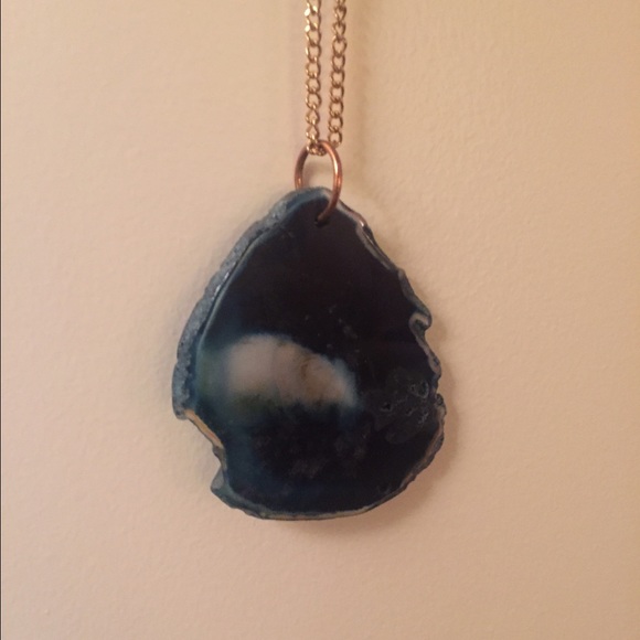 Blue stone long necklace