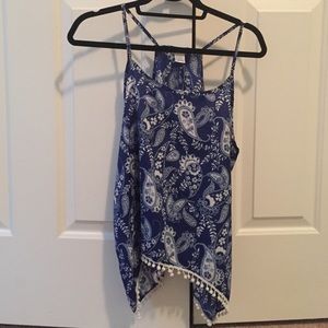 Blue flowy tank