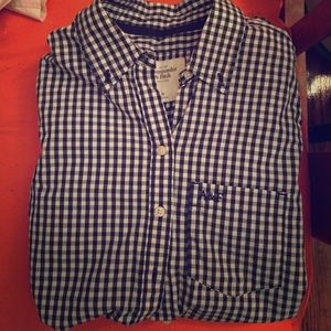 Navy gingham A&F oxford shirt