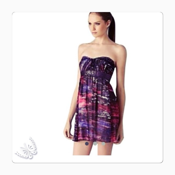 SOLD!! BCBG dress purple, black, white hints