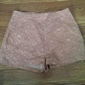 High waisted blush lace shorts