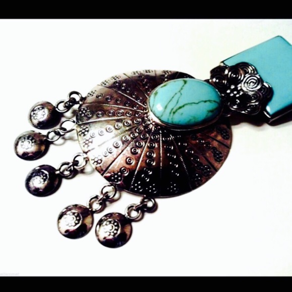 Turquoise 925 Sterling Statement Pendant Necklace - Picture 1 of 4