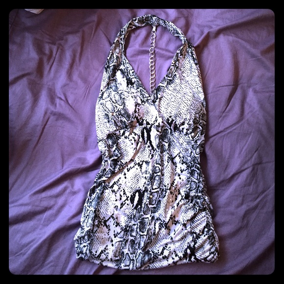 Snakeskin Printed Halter Top - Picture 1 of 1