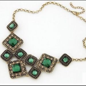 Green and gold statement necklace
