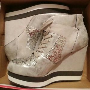 Silver sneaker heels