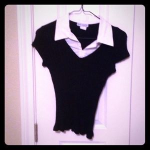 Black and white collared shirt