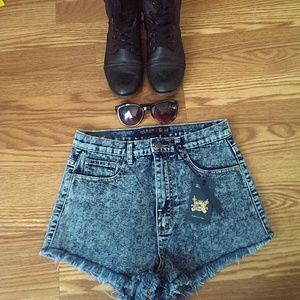 High waisted denim shorts