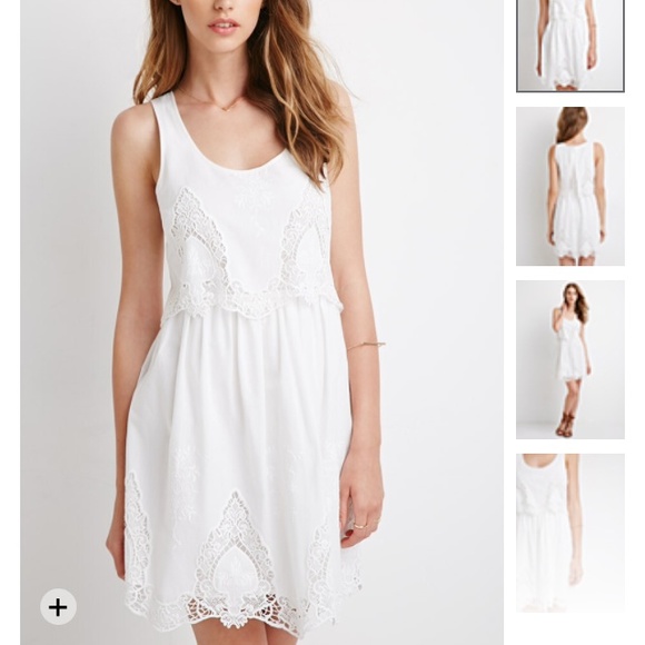 Forever 21 white crochet dress- layered
