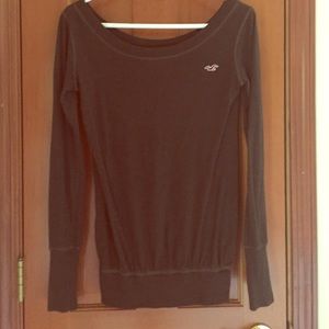 Hollister brown boat neck