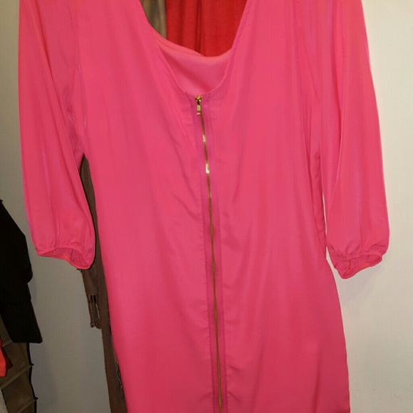 NWT Hot pink chiffon dress - Picture 3 of 4