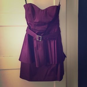 Purple peplum belted dress