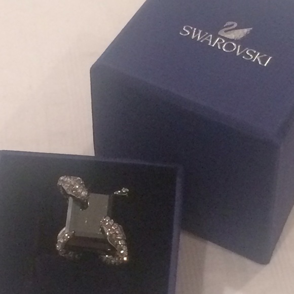 Swarovski Onyx Snake Ring