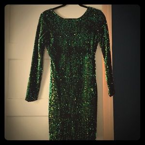 Green sequin dress