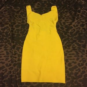 Yellow Bodycon Dress with Open Back