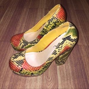 MIA STACKED HEEL ANIMAL PRINT SHOES