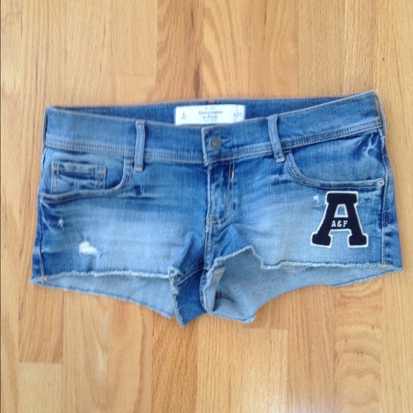 abercrombie and fitch varsity denim shorts