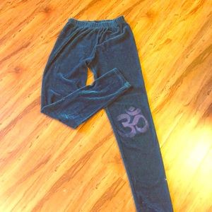 Teal velvet leggings