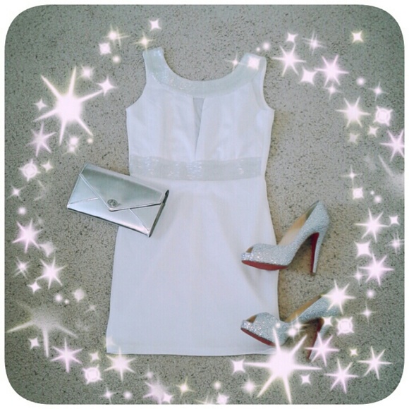 White beaded mesh dress (Not Bebe)