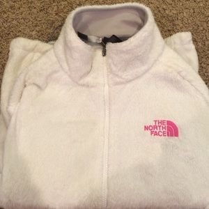 White Fuzzy North Face Jacket