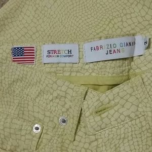 New Fabrizio Gianni Yellow Reptile Skinny Jeans  2