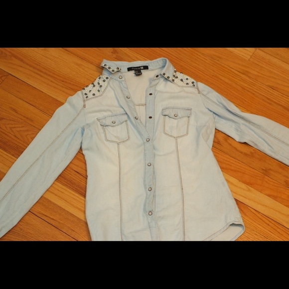 Beaded denim shirt