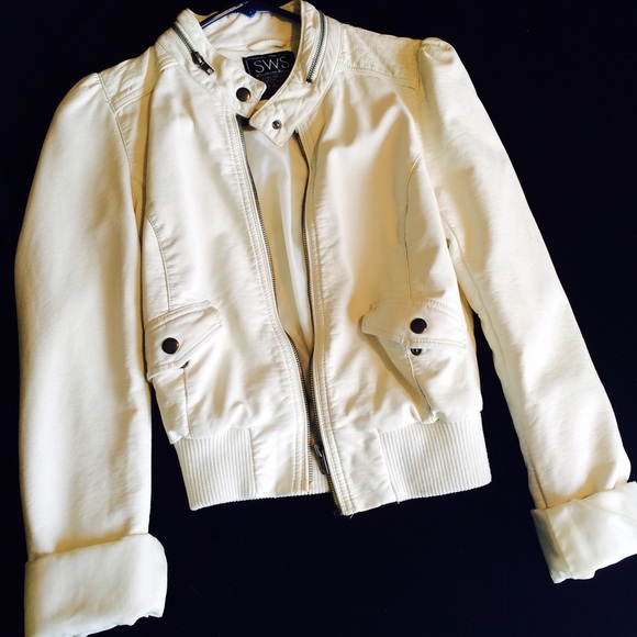 ***SOLD****SWS white faux-leather jacket