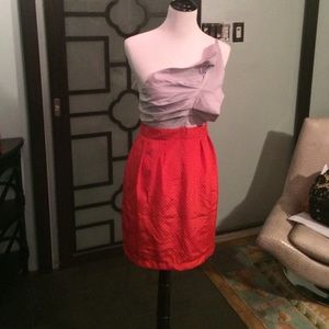 One Shoulder Grey and Red Party Dress NWT
