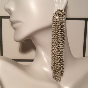 Pair of 3 1/2" White and Gold Chain Clip Ons