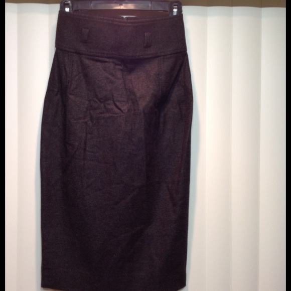 charcoal gray lined wool pencil skirt w/belt loops