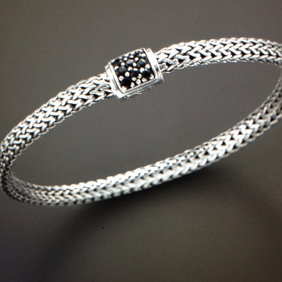 John Hardy Chain Bracelet W/ Black Sapphire Clasp